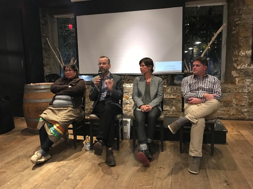 Panelists at the Great Lakes Water Quality Board event. From left to right: Verna McGregor, Algonquin elder, Kitigan Zibi; Dr. Rob de Loë, board co-chair; Meredith Brown of Ottawa Riverkeeper; Dr. Jesse Vermaire of Carleton University.