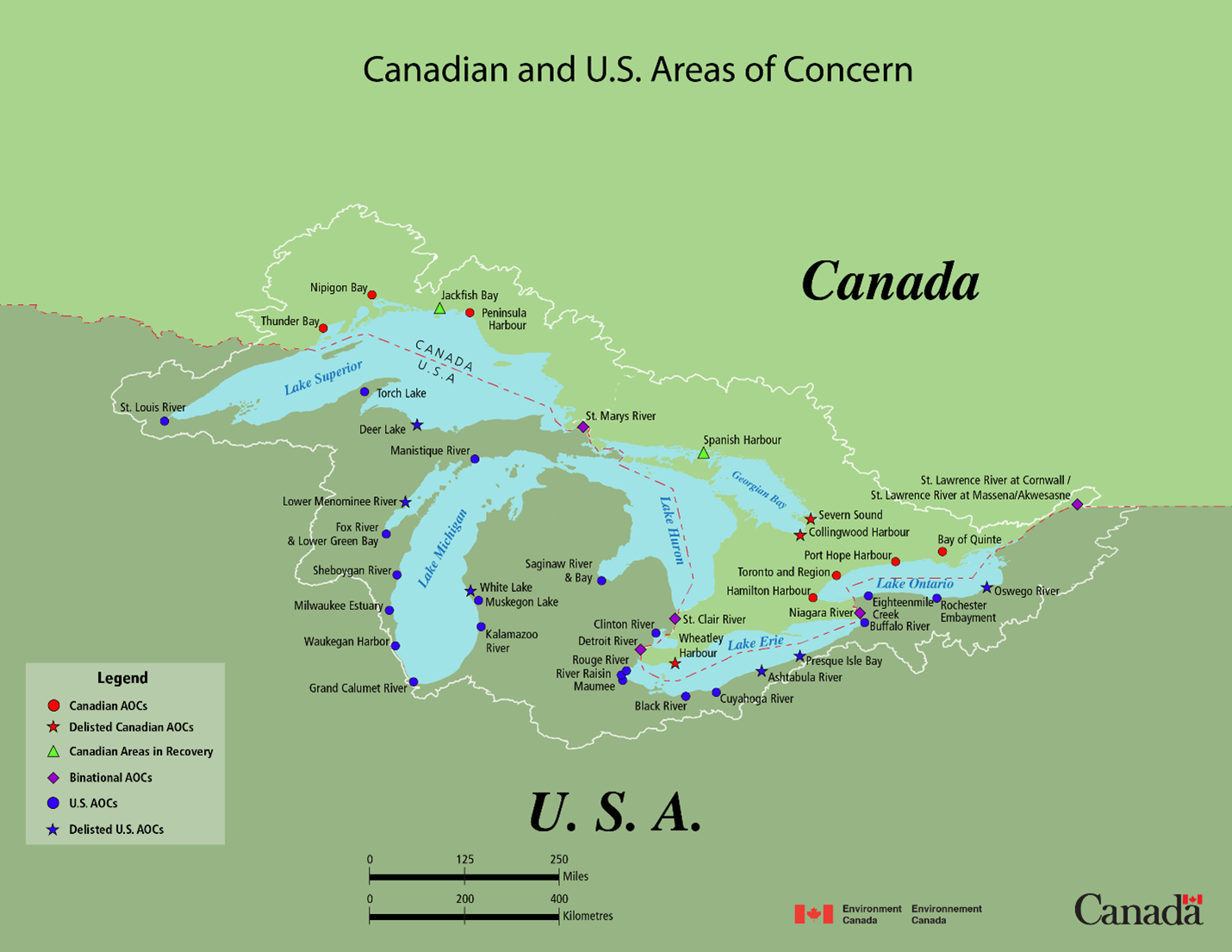 2021 great lakes areas of concern map