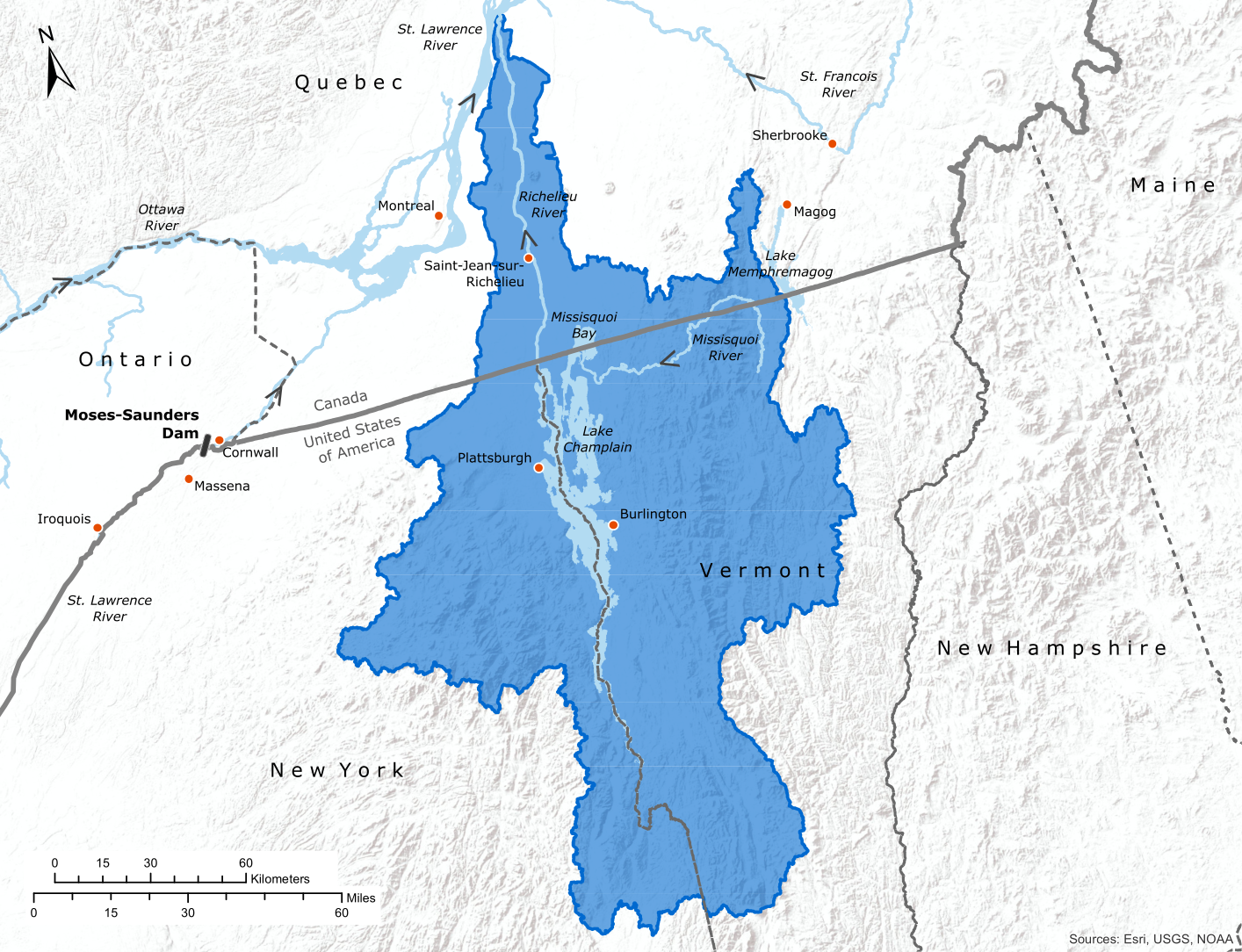 Map of the Lake Champlain and Richelieu River watershed