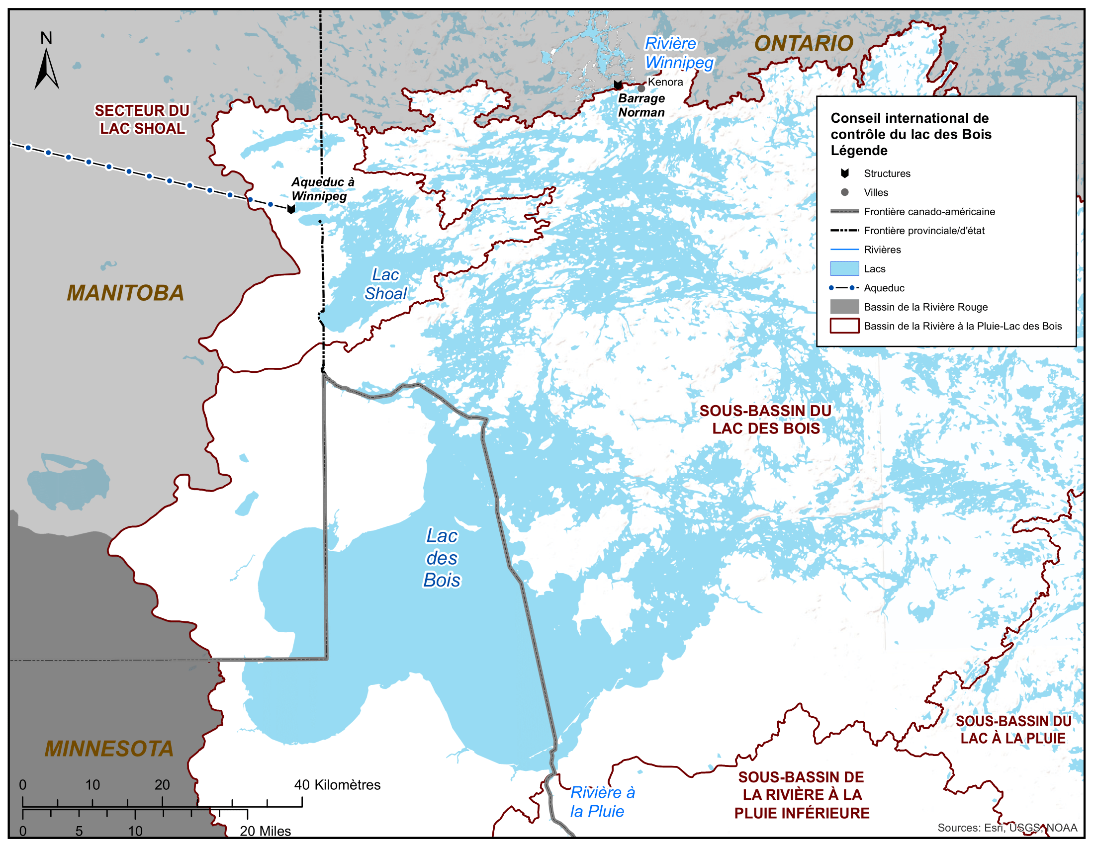 Carte du sous-bassin du Lac des Bois et Barrage Norman