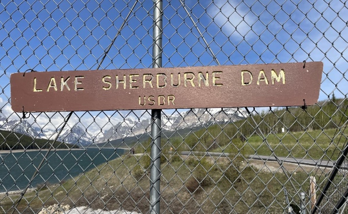 lake sherburne dam sign