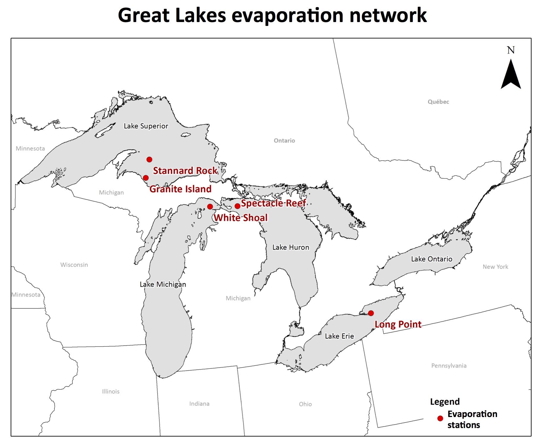 A map showing the locations of the current evaporation observation network.