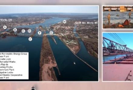 This interactive map allows you to explore some of the important features related to the International Lake Superior Board of Control and the regulation of outflows through St. Marys River. Click on the highlighted words and map icons throughout the presentation to learn more.