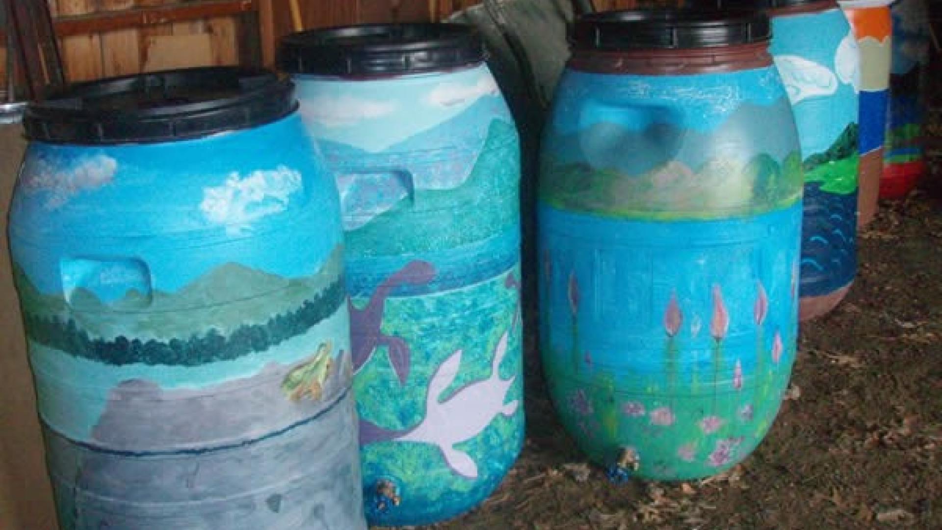Rain barrels can hold water for later use that would otherwise end up as runoff during a storm.