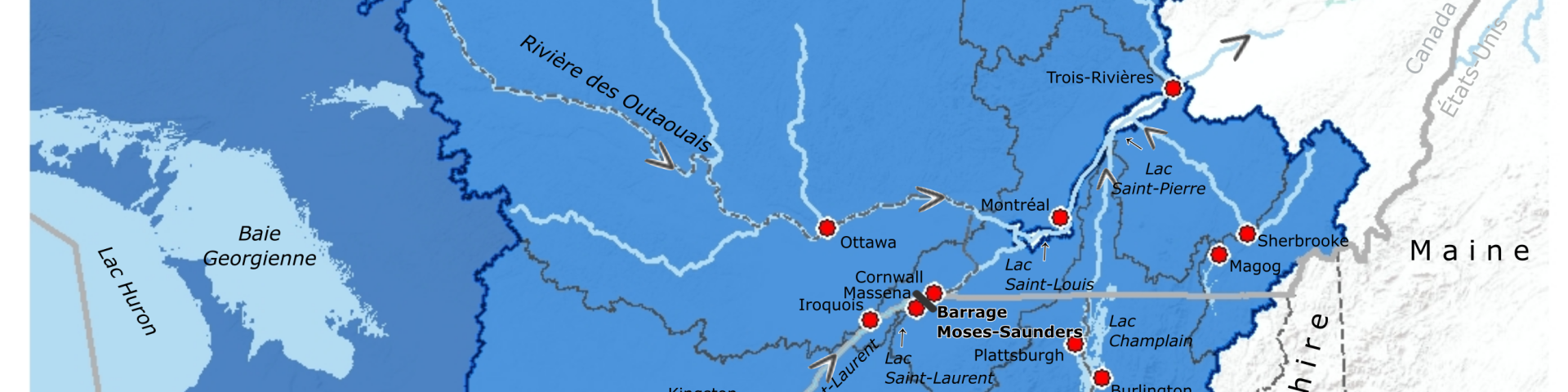 Carte de Bassin du fleuve Saint-Laurent et Lac Ontario